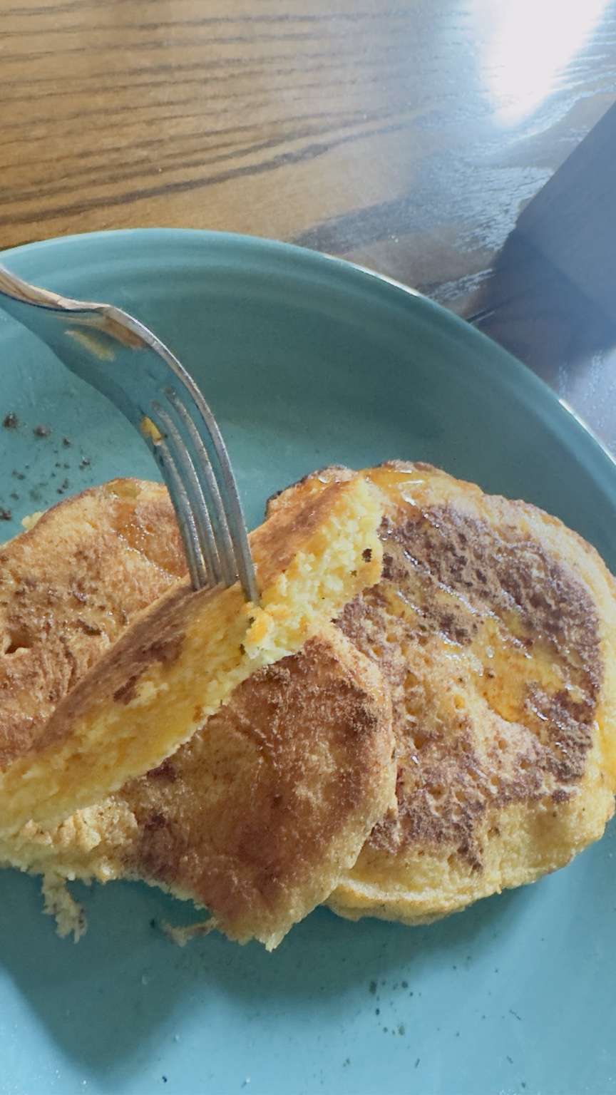 Husker Corn Cake cut open to show the soft interior